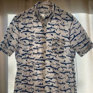 Mens button down- shark print